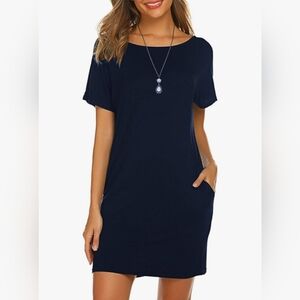 Women's Casual Criss Cross Back Short Sleeve Beach Cover-up with Pockets, XXL